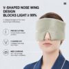 Sovmask 360° mörkläggande, tjock och bred – justerbar ögonmask konstsiden, rosa