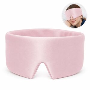Sovmask 360° Mörkläggande, Tjock och Bred – Justerbar Ögonmask Konstsiden, Rosa