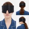 Sovmask 360° mörkläggande, tjock och bred – justerbar ögonmask konstsiden, svart