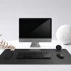 Svart skrivbordsunderlägg deskmat 80x50 cm pu-läder