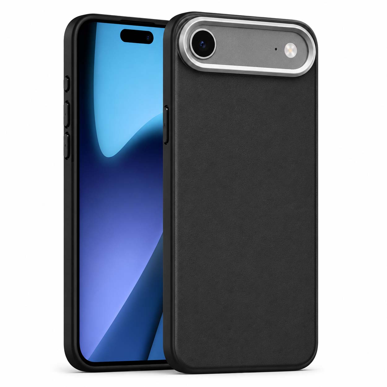 Tunt tpu-skal med läderfinish till iphone 17 air – svart