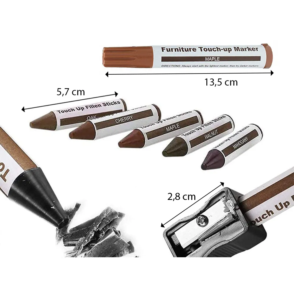 12-pack möbelpennor och vaxkritor | repareringskit för möbler, vax för träytor - bild 3