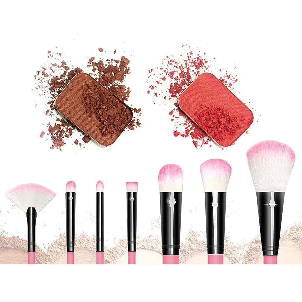 12st makeupborstar i fodral | portabelt set med sminkborstar - bild 6