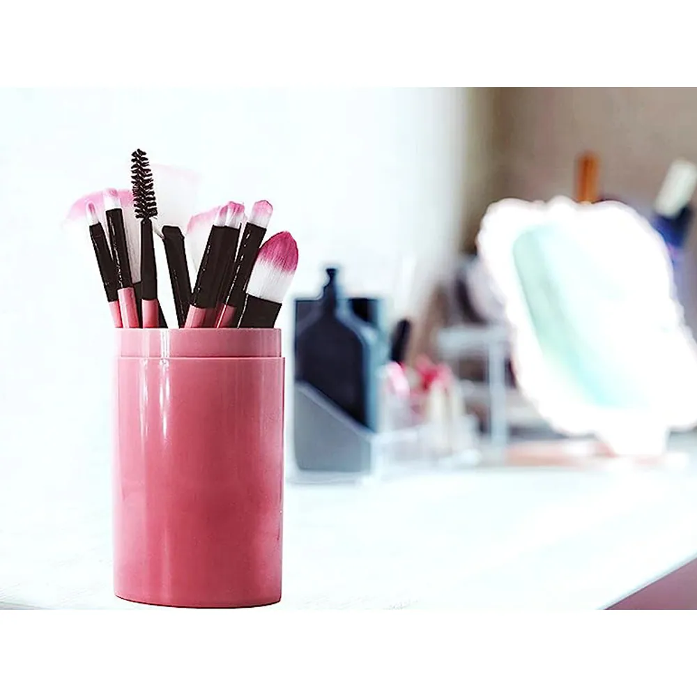 12st makeupborstar i fodral | portabelt set med sminkborstar - bild 8