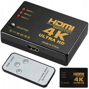 HDMI-Switch 3 till 1 med 4K UHD och Fjärrkontroll