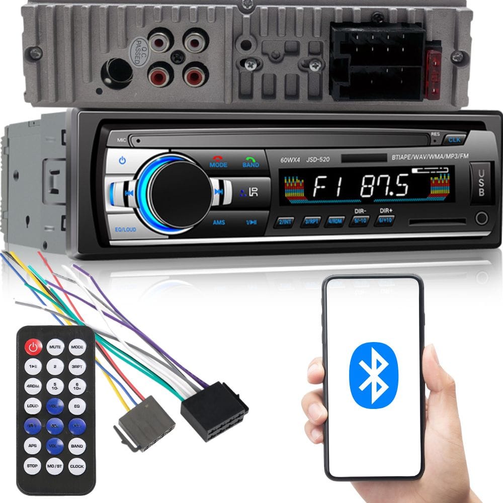 Bilstereo Bluetooth USB AUX SD 1-DIN 4x60W