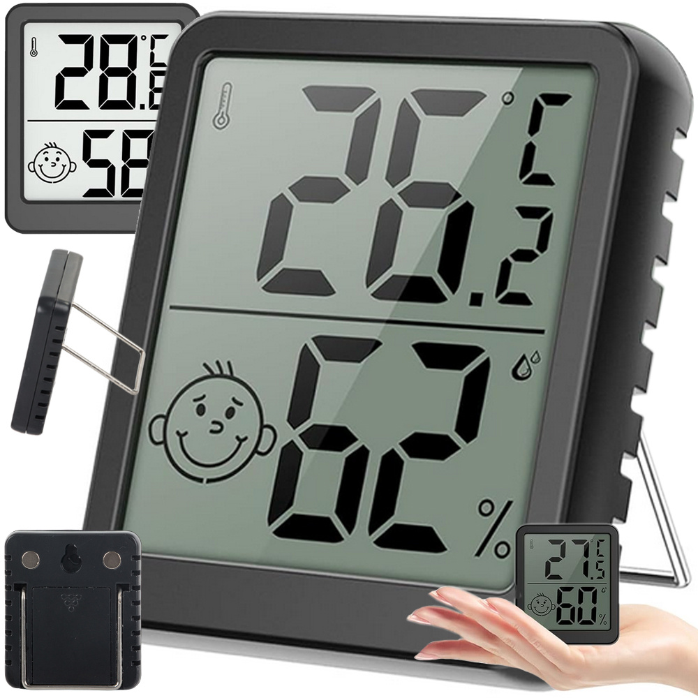 Digital termometer hygrometer mini väderstation svart