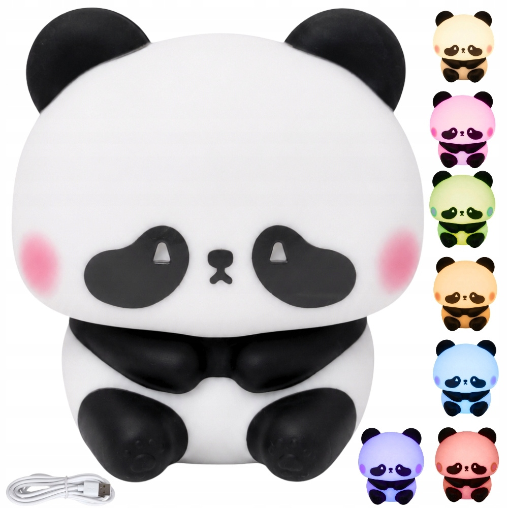 Nattlampa barn panda rgb led touch uppladdningsbar