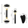 Ansiktsmassage jade 3-i-1 med roller och gua sha