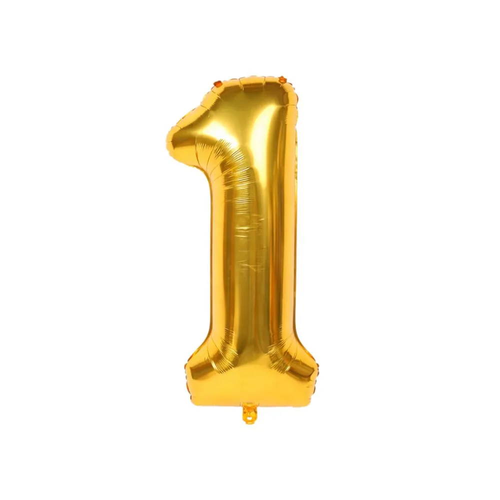 Ballong siffra 1 guld 66 cm – folieballong för födelsedag & dekoration - bild 2