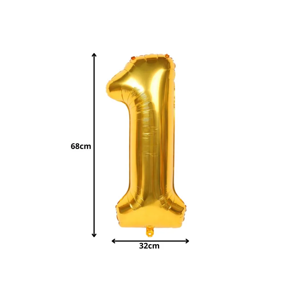 Ballong siffra 1 guld 66 cm – folieballong för födelsedag & dekoration - bild 4