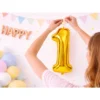 Ballong siffra 1 guld 66 cm – folieballong för födelsedag & dekoration