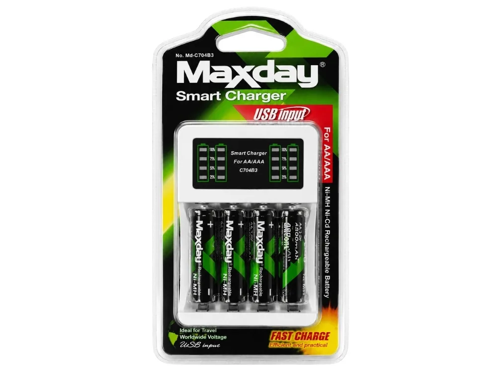 Batteriladdare för aa och aaa med 4 aa-batterier och usb-c - bild 10