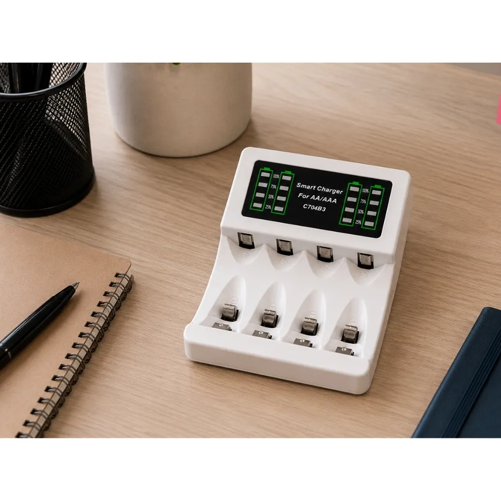 Batteriladdare för aa och aaa med 4 aa-batterier och usb-c - bild 6