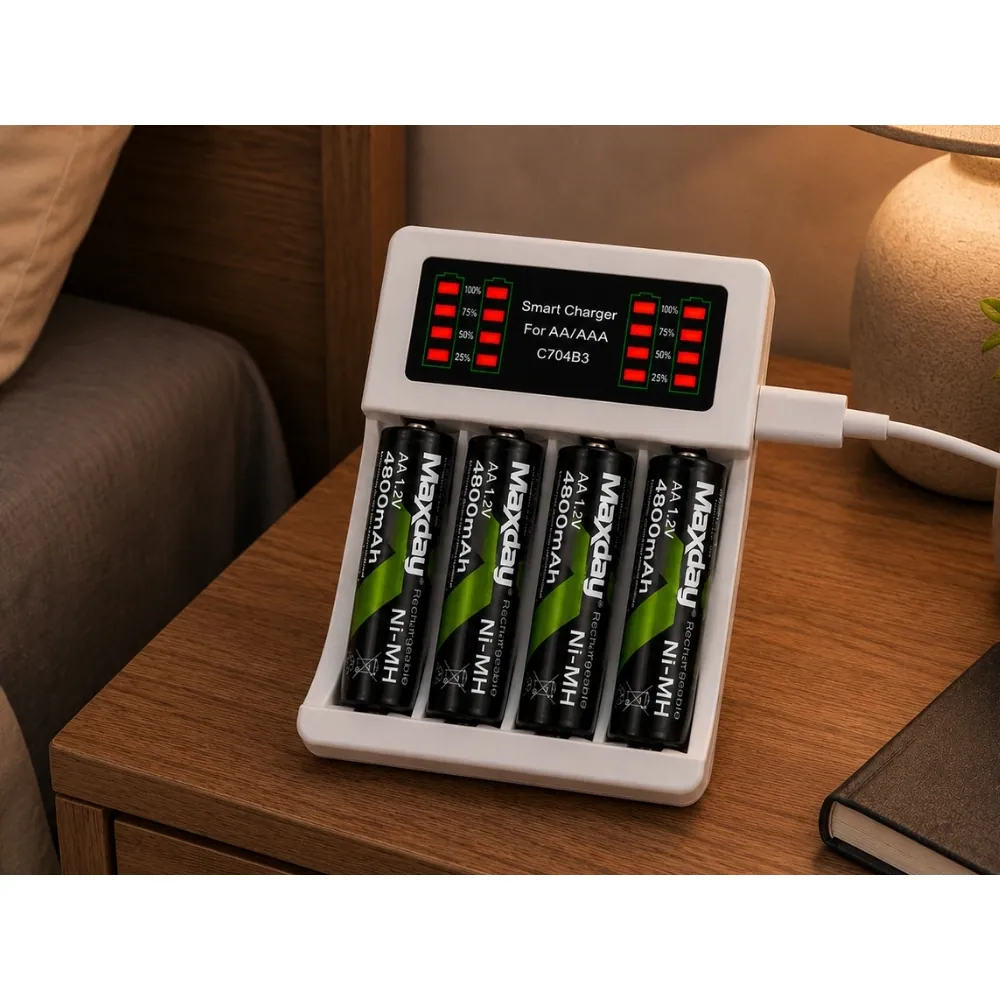 Batteriladdare för aa och aaa med 4 aa-batterier och usb-c - bild 8