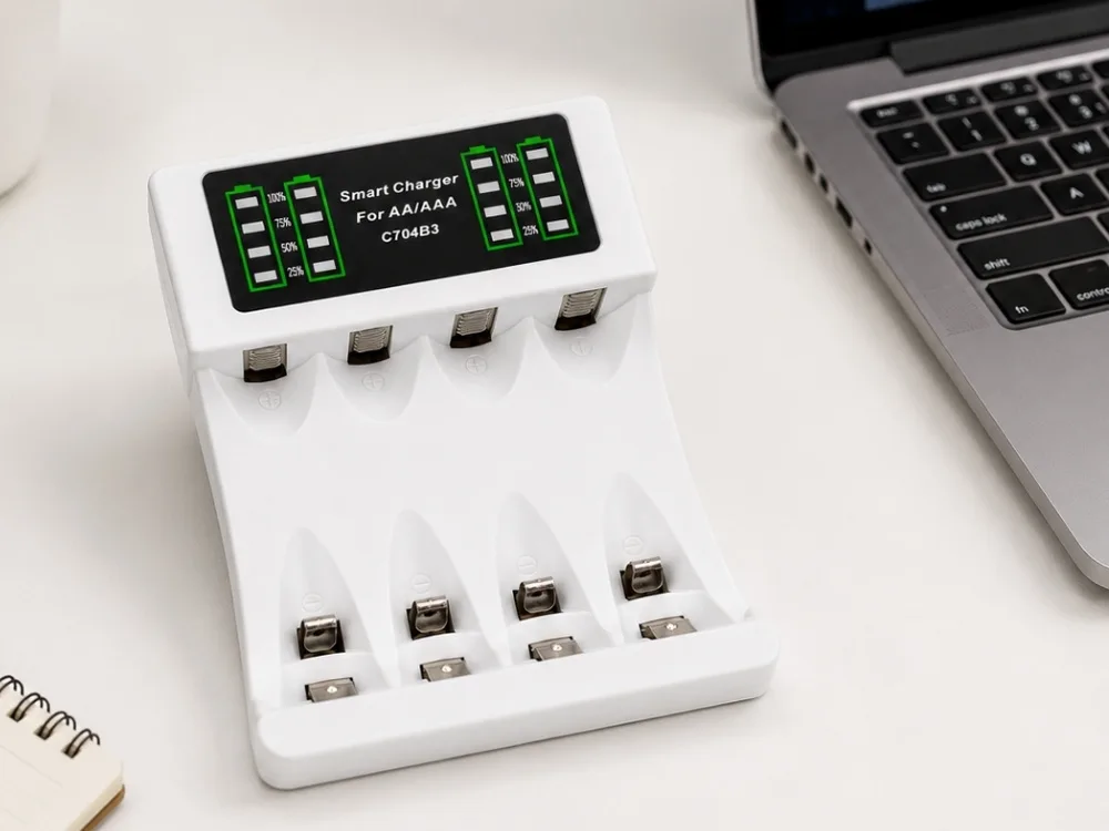 Batteriladdare för aa och aaa med 4 aa-batterier och usb-c - bild 9