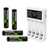 Batteriladdare för aa och aaa med 4 aaa-batterier och usb-c