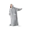 Extra stor och mjuk filttröja – varm hoodie-filt med huva, fickor och universell xxl-passform, grå