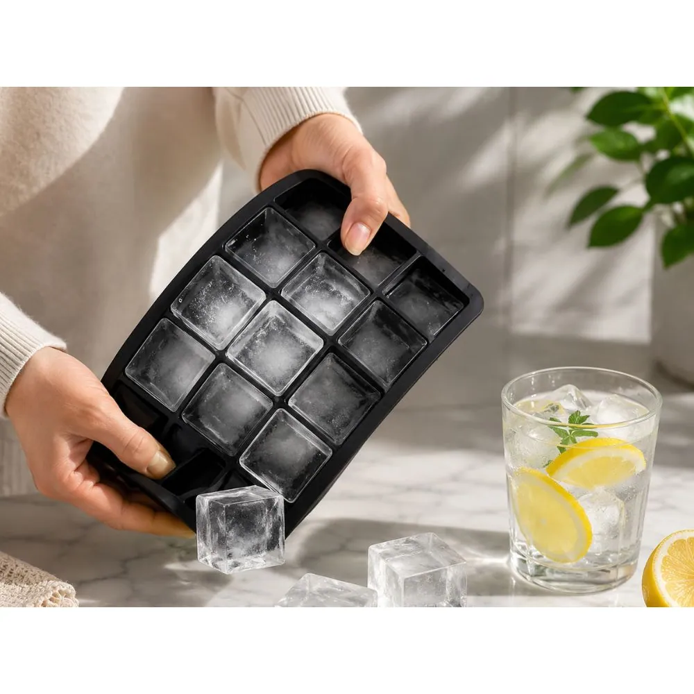 Isform i silikon med lock – 15 stora iskuber för drinkar & whisky - bild 2