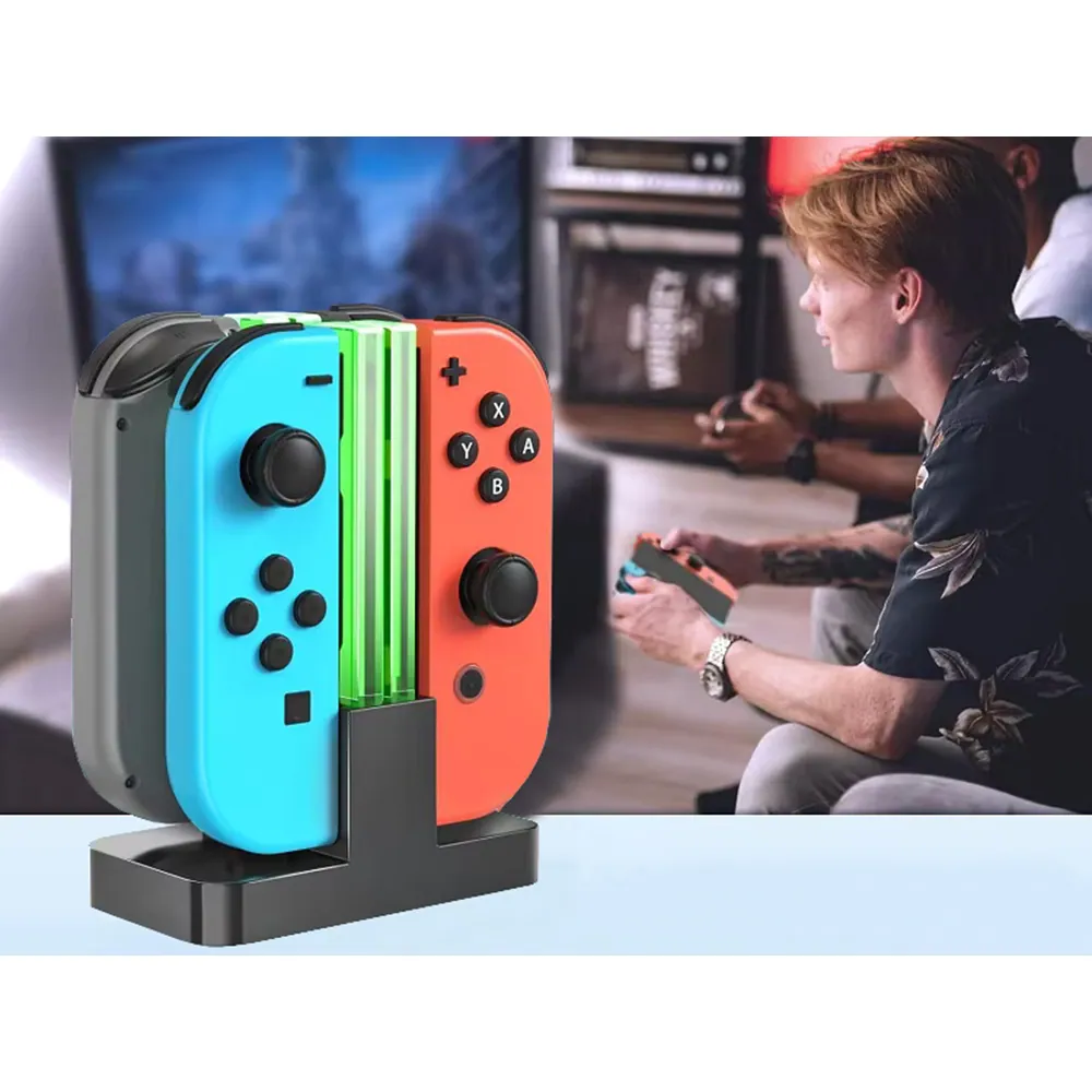 Laddstation för nintendo switch joy-con – ladda 4 kontroller samtidigt med led indikator - bild 2