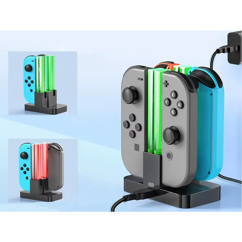 Laddstation för nintendo switch joy-con – ladda 4 kontroller samtidigt med led indikator - bild 8