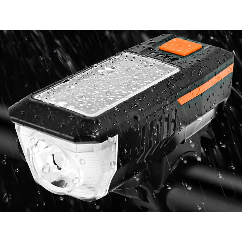 Led cykellampa fram solcellsdriven med signalhorn och usb - bild 5