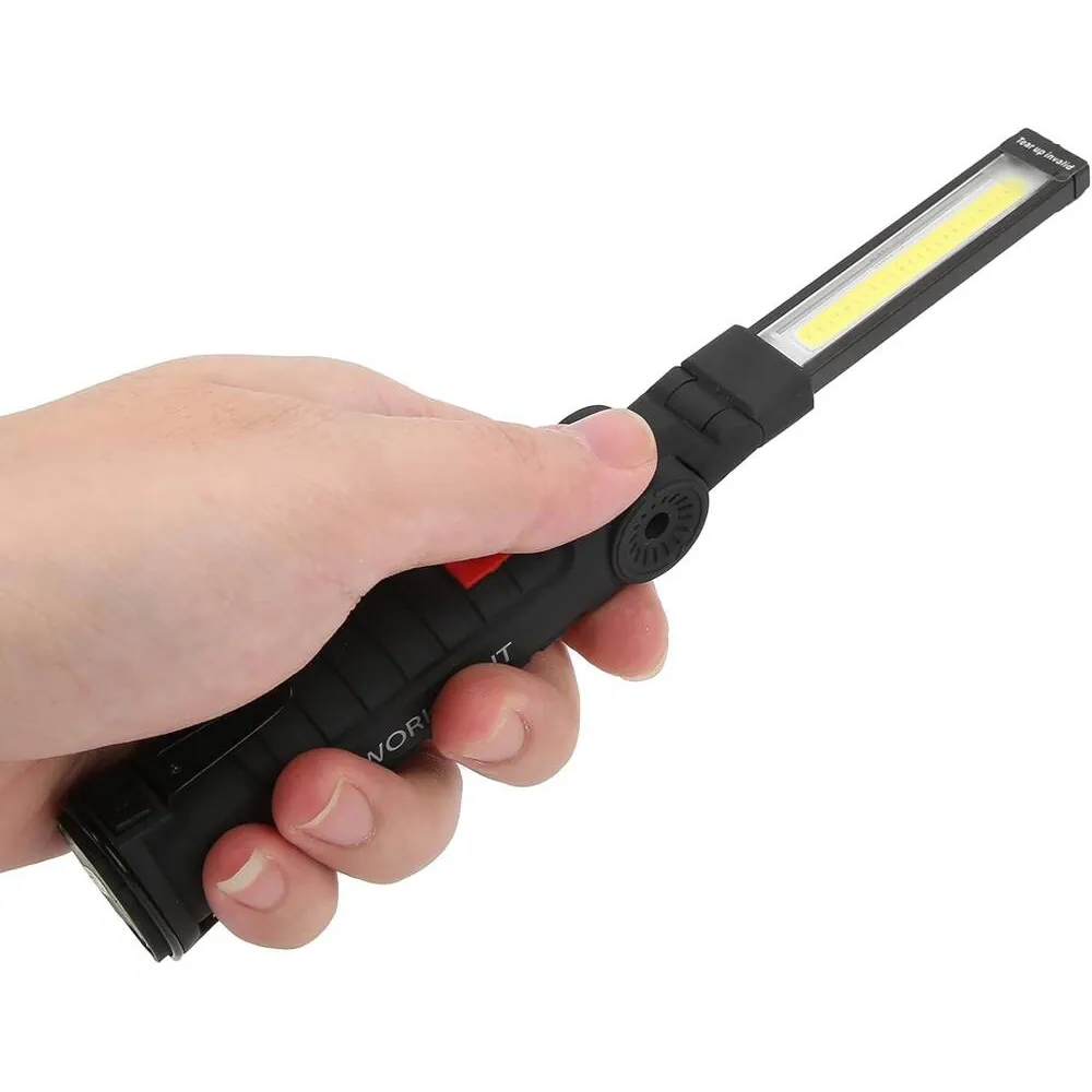 Magnetisk verkstads- och arbetslampa 5-i-1 – laddningsbar led-lampa med usb, stark magnet och vikbar krok - bild 4