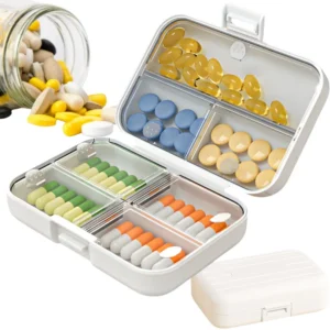 Pillerask Dosett Förvaringsbox för Vitaminer och Medicin Vit