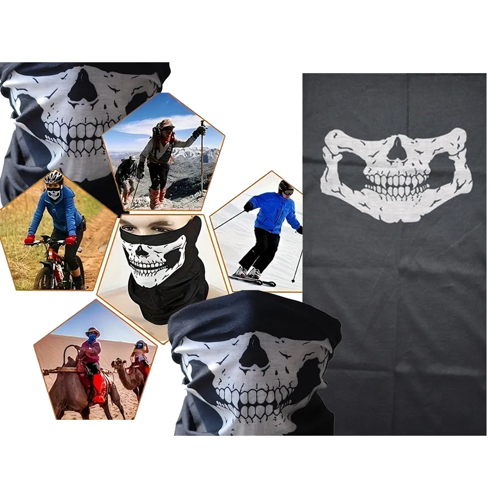 Multifunktionell balaclava & ansiktsscarf med dödskalle-motiv - bild 8