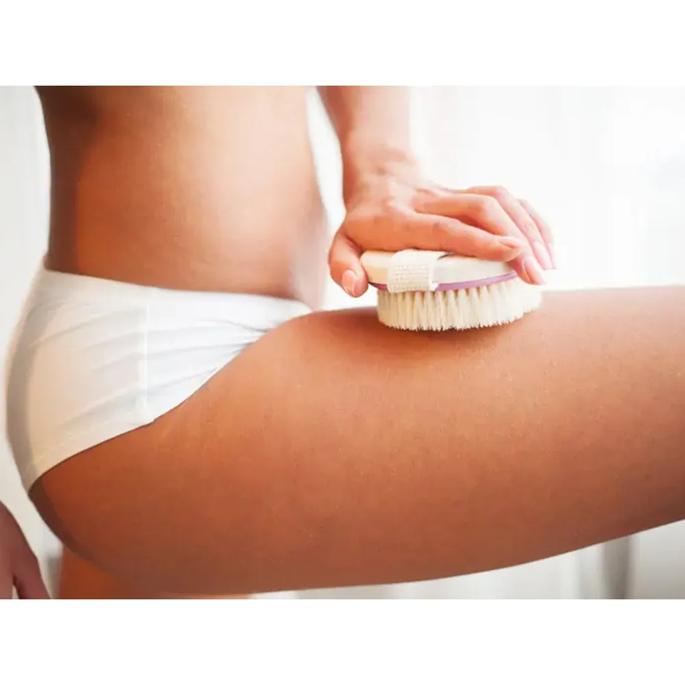 Naturlig duschborste i trä – torr- och våtmassageborste i agavehår, handhållen kroppsskrubbare för len hud - bild 2