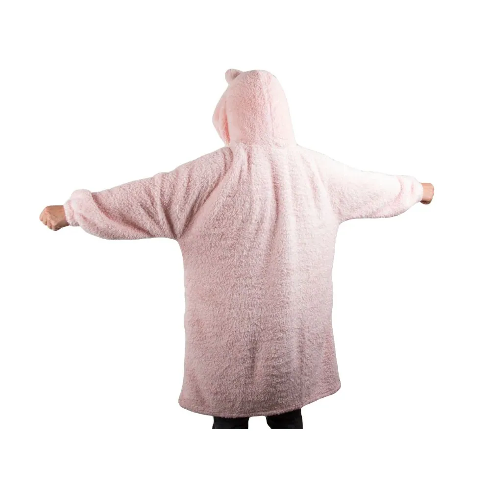 Oversize alien snuggie med luva | mysig filt med ärmar rosa - bild 3