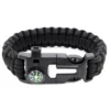 Paracord armband 5-i-1 svart – kompass, tändstål, visselpipa för överlevnad