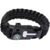 Paracord armband 5-i-1 svart – kompass, tändstål, visselpipa för överlevnad