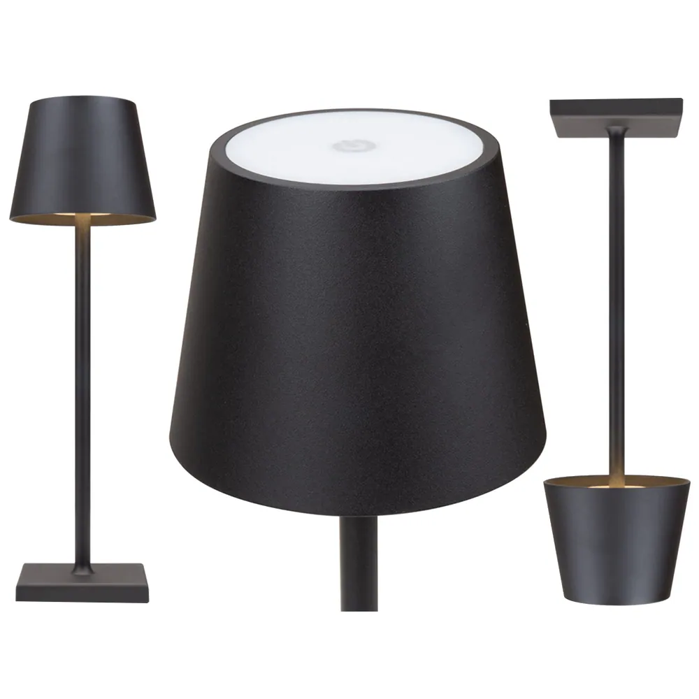 Portabel bordslampa touch trådlös med 3 ljussteg usb-c uppladdningsbar silver - bild 3