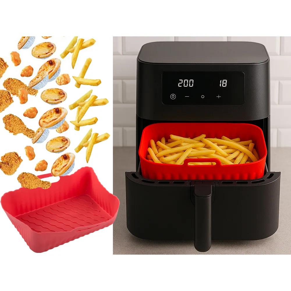 Rektangulär silikoninsats till air fryer 20x14cm, non-stick - bild 3