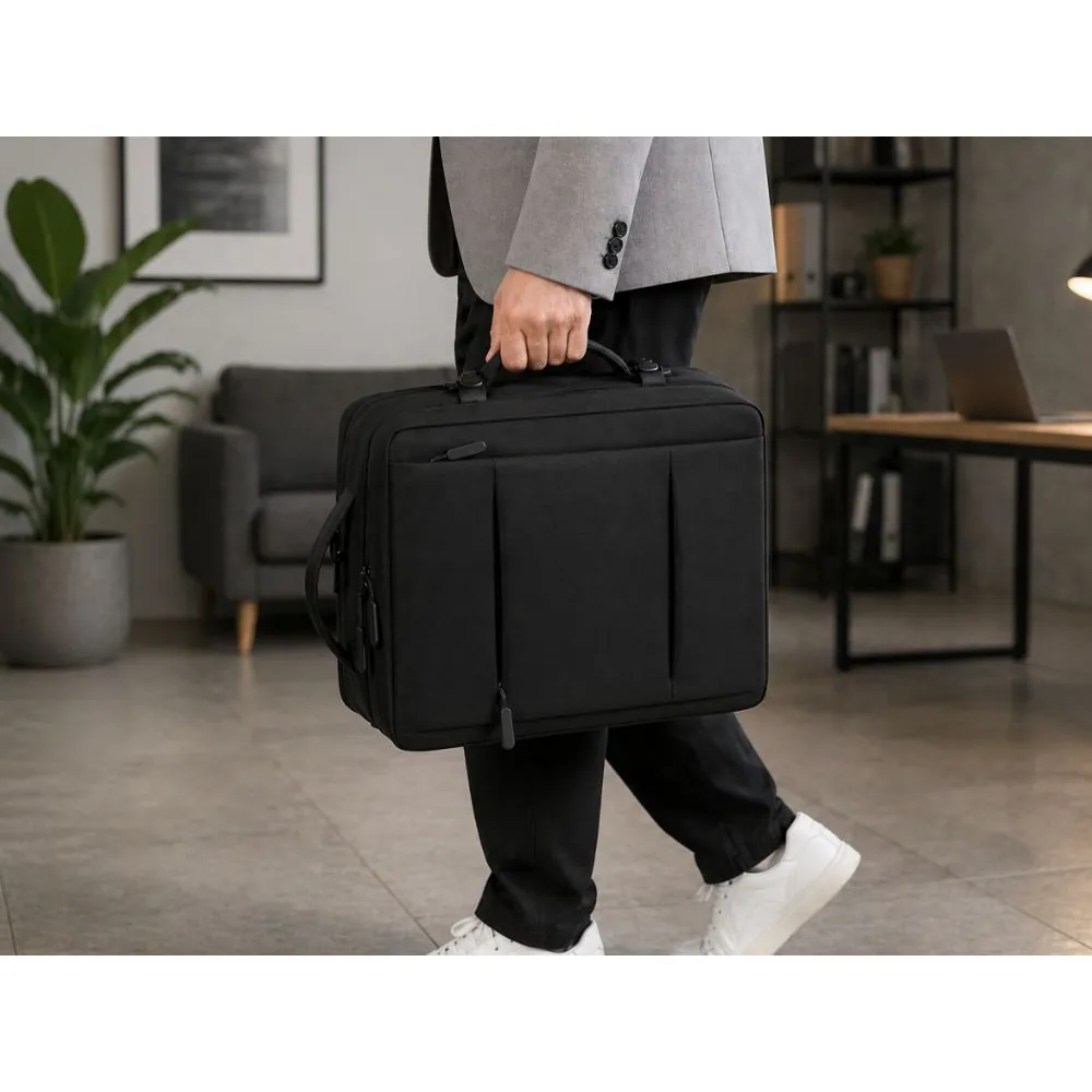 Rymlig kabinväska ryggsäck med usb-port – svart laptopryggsäck för resa