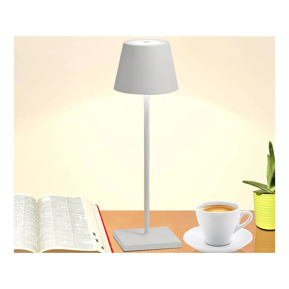 Sladdlös bordslampa touch trådlös med 3 ljussteg usb-c uppladdningsbar silver - bild 3