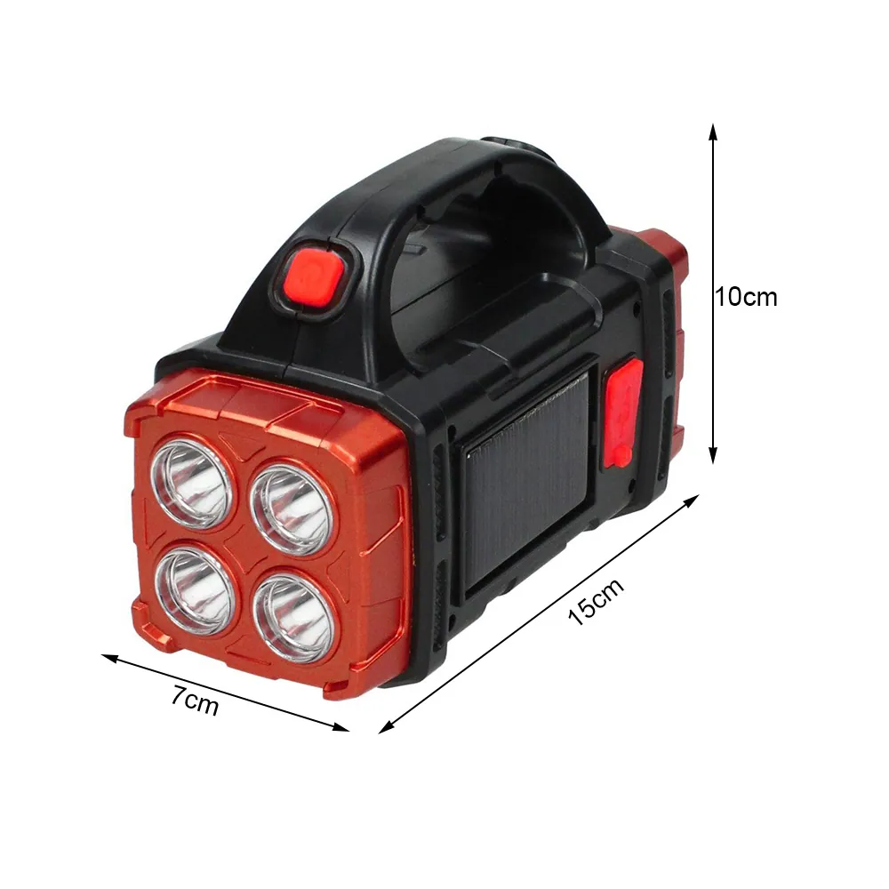 Solcell led ficklampa med solpanel uppladdningsbar och powerbank - bild 4