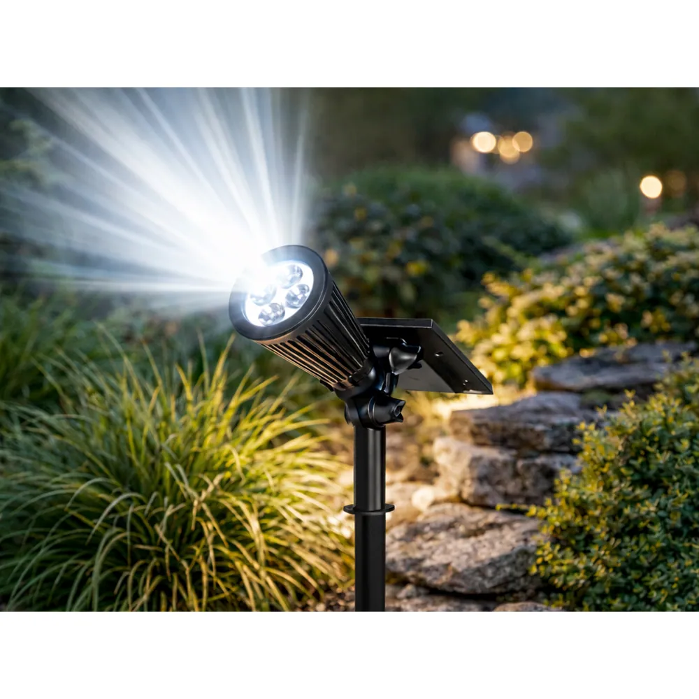 Solcellsdriven trädgårdsspot med 4 led – justerbar lampa med 3 ljusstyrkor - bild 4