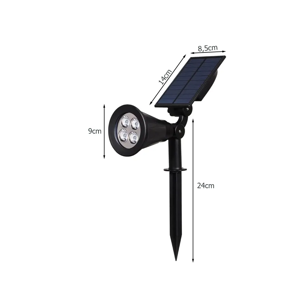 Solcellsdriven trädgårdsspot med 4 led – justerbar lampa med 3 ljusstyrkor - bild 7