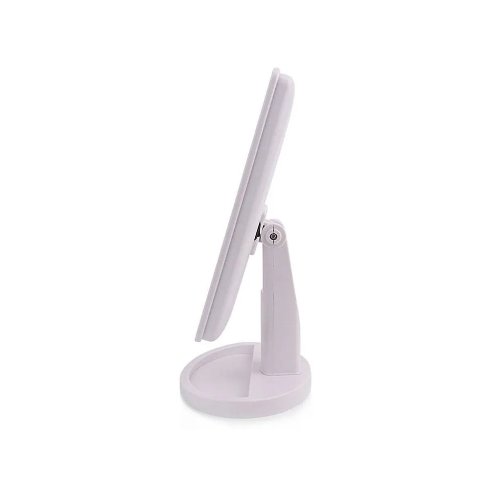 Stor sminkspegel med 16 led-ljus – vridbar 180°, touchstyrd belysning och stabil bordsfot, vit design
