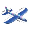 Stort led flygplan i skumplast 47 cm – glidflygplan med led-ljus blå