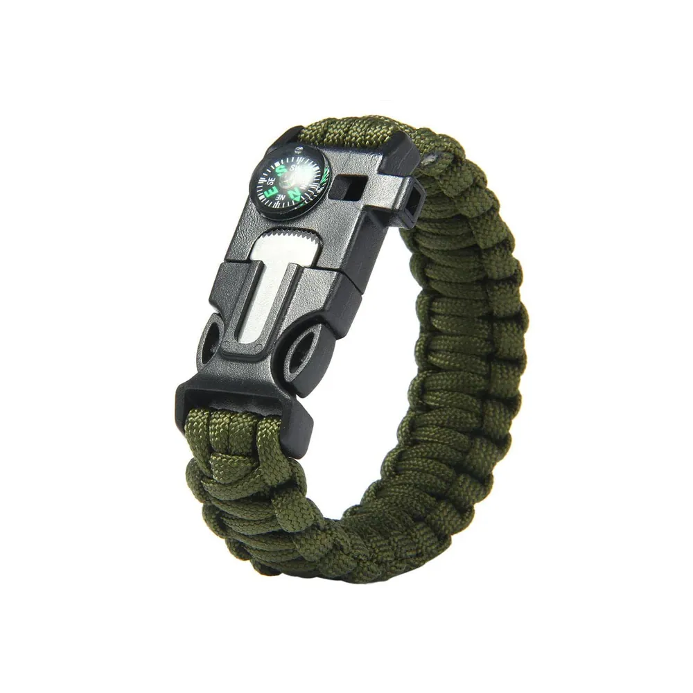Survivalarmband 5-i-1 med kompass, tändstål & paracord – överlevnadsarmband