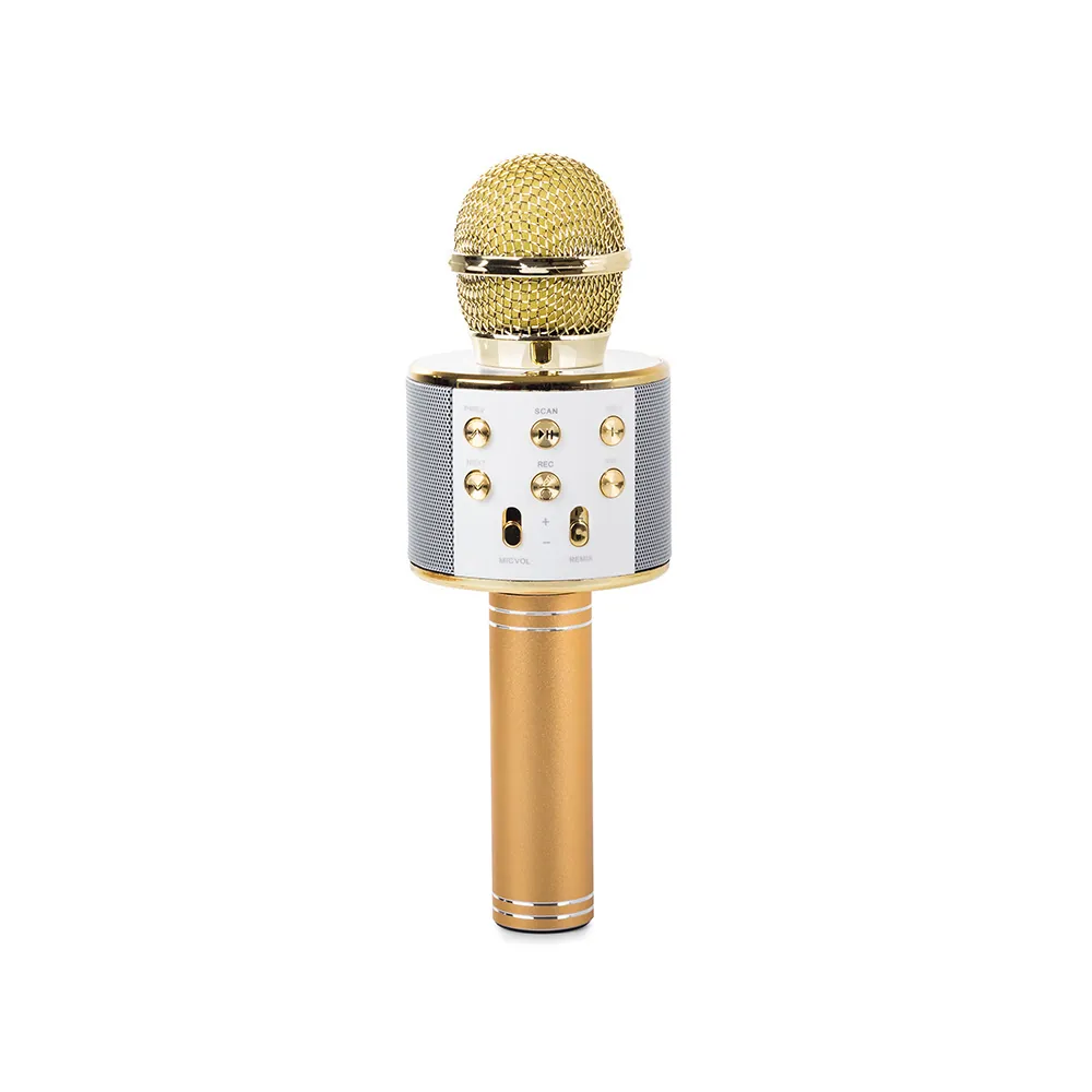 Trådlös bluetooth karaoke mikrofon & högtalare med röstförvrängare guld - bild 2