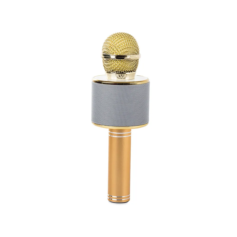 Trådlös bluetooth karaoke mikrofon & högtalare med röstförvrängare guld - bild 3