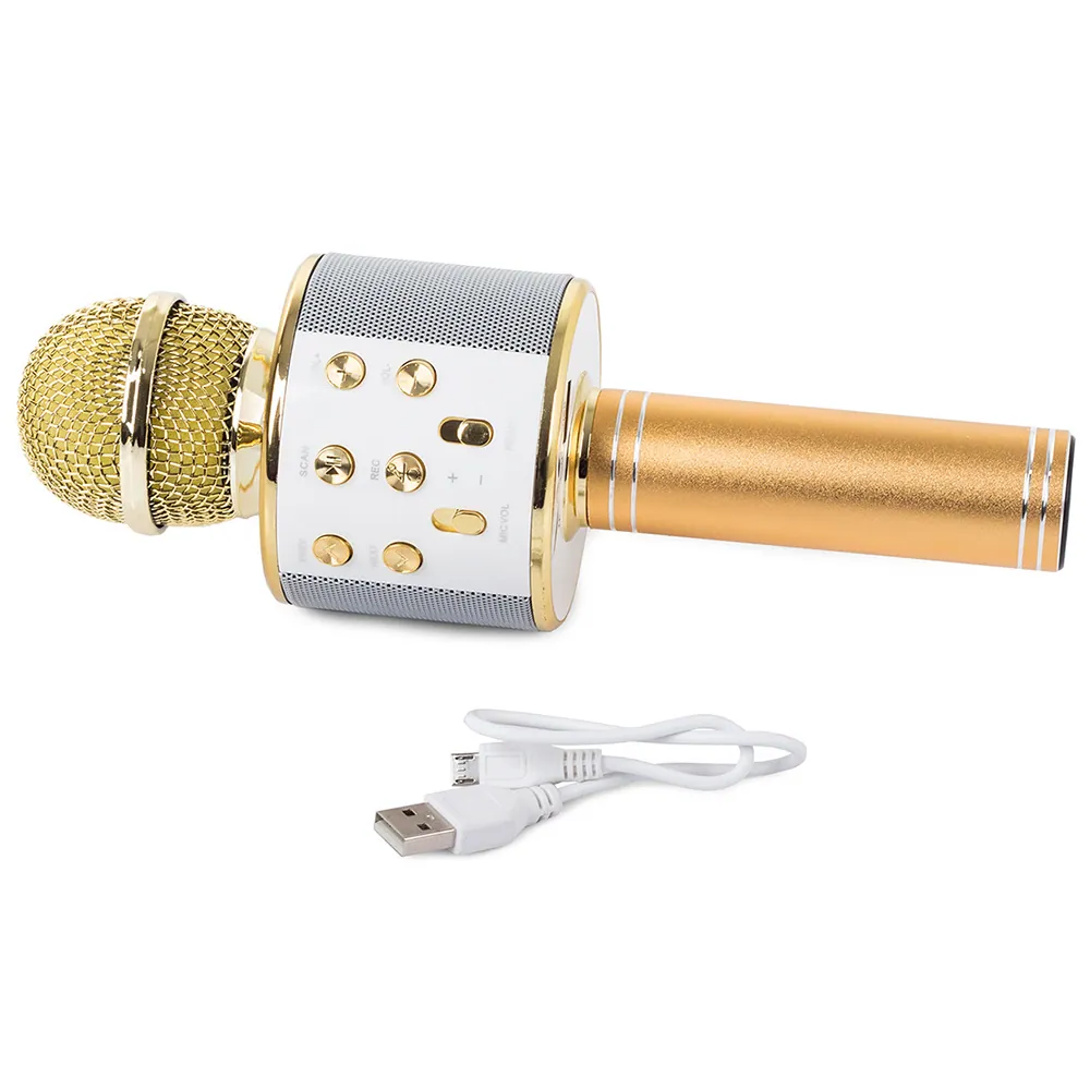 Trådlös bluetooth karaoke mikrofon & högtalare med röstförvrängare guld - bild 6