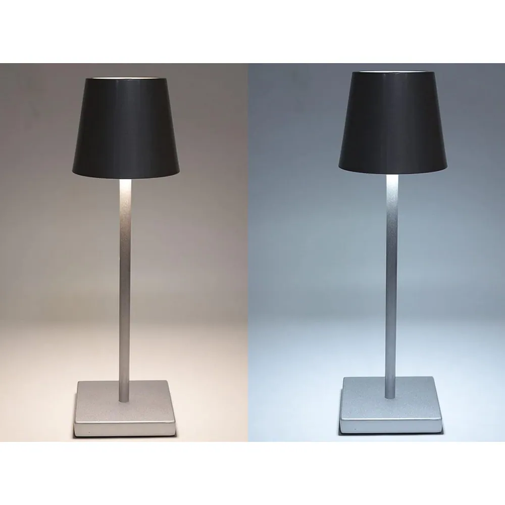 Trådlös bordslampa touch med 3 ljussteg usb-c uppladdningsbar silver - bild 7