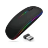 Trådlös mus bluetooth & 2. 4 ghz optisk rgb uppladdningsbar slim svart
