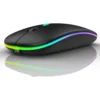 Trådlös mus bluetooth & 2. 4 ghz optisk rgb uppladdningsbar slim svart