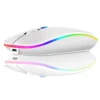 Trådlös mus bluetooth & 2. 4 ghz optisk rgb uppladdningsbar slim vit
